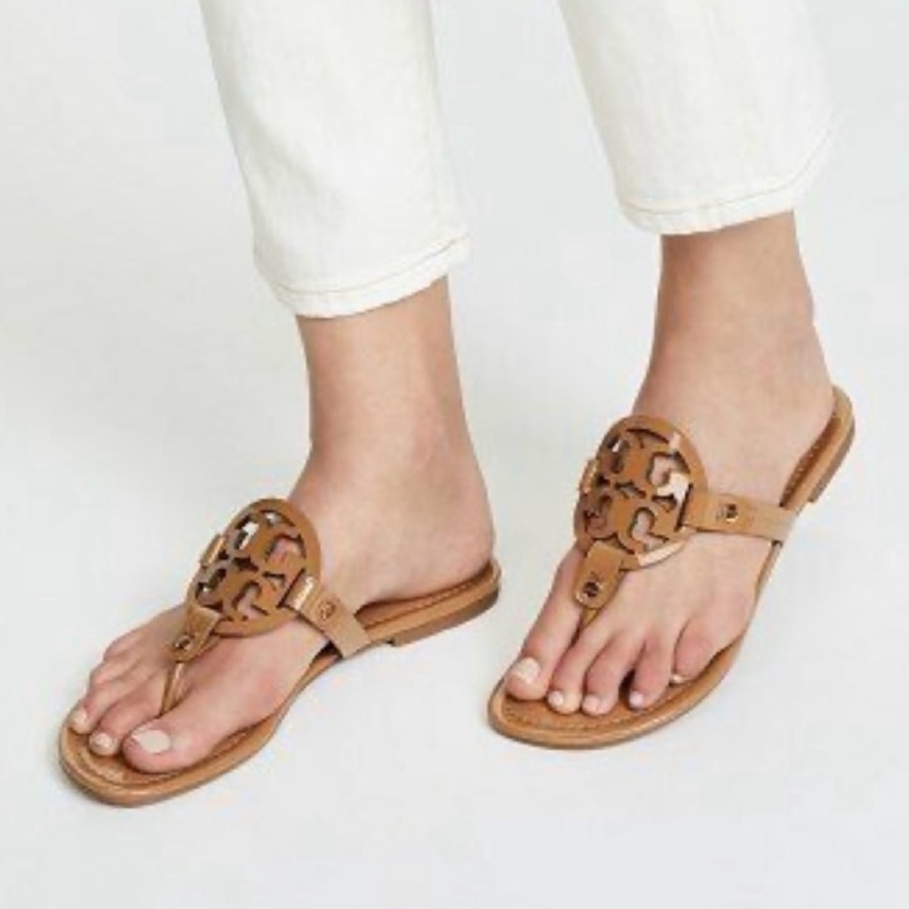 TORY BURCH 
MILLER PATENT SANDAL
$198 Tan Size  8 women summer sandals
